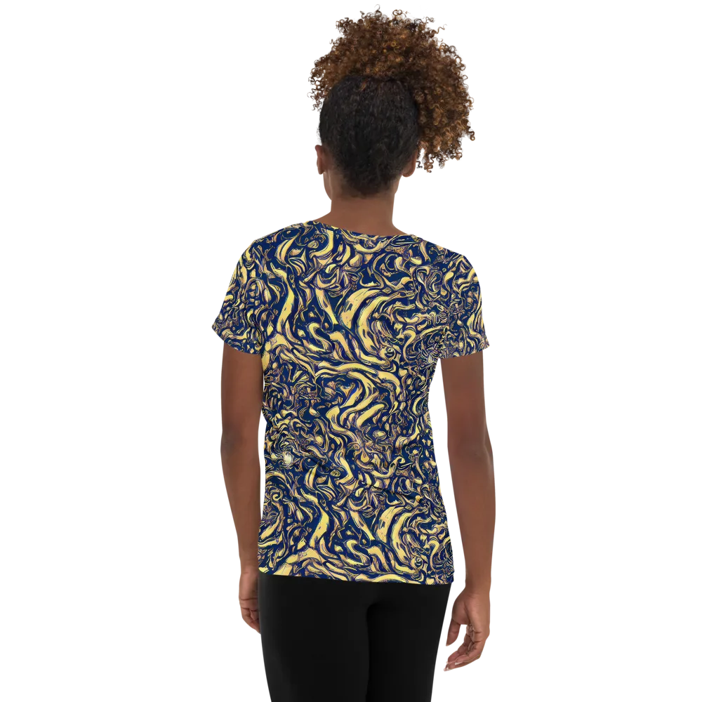 Ultramarine Flow on Women's Athletic T-Shirt — Back