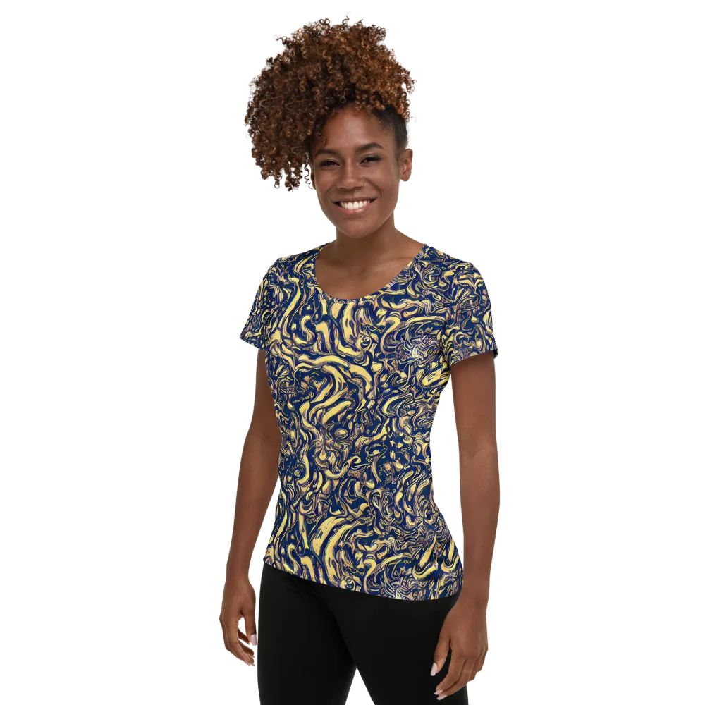 Ultramarine Flow on Women's Athletic T-Shirt — Left