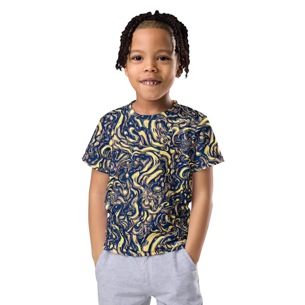 Ultramarine Flow on Kids Crew Neck T-Shirt — Front