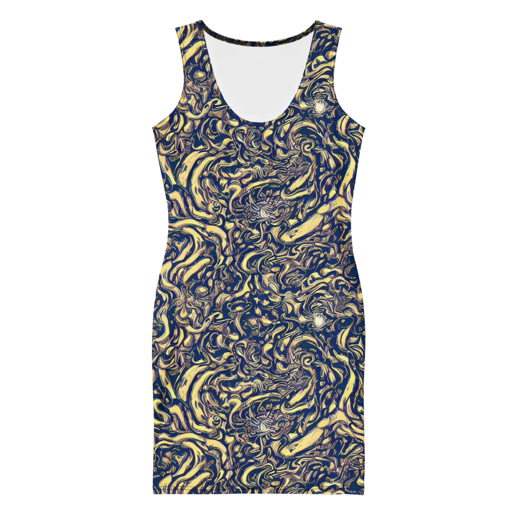 Ultramarine Flow on Bodycon Dress — Front