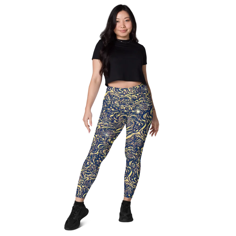 Ultramarine Flow on Leggings with Pockets — Front