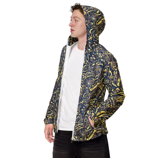 Ultramarine Flow on a Men's Windbreaker