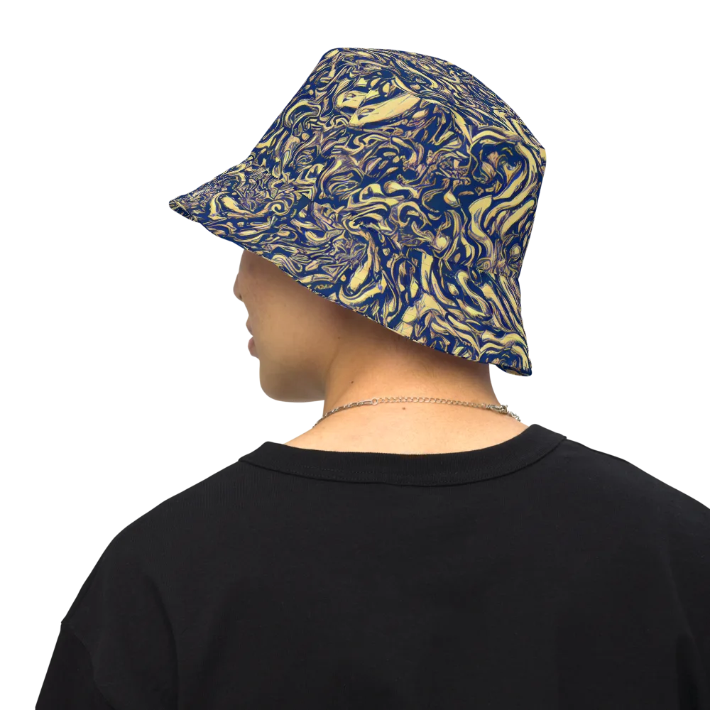 Ultramarine Flow on Reversible Bucket Hat — Back Inside