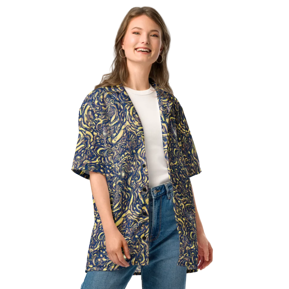 Ultramarine Flow on Button Shirt — Front