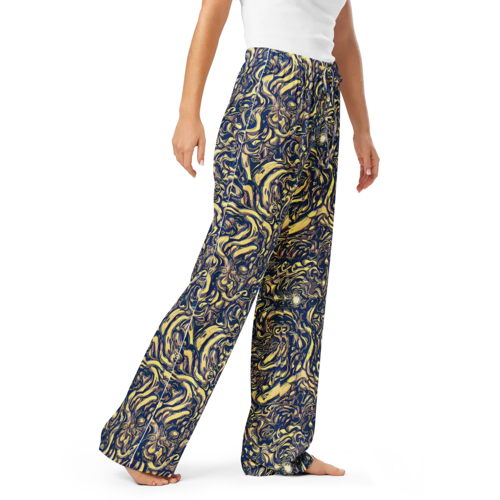 Ultramarine Flow on Women's Pajama Pants — Right Front