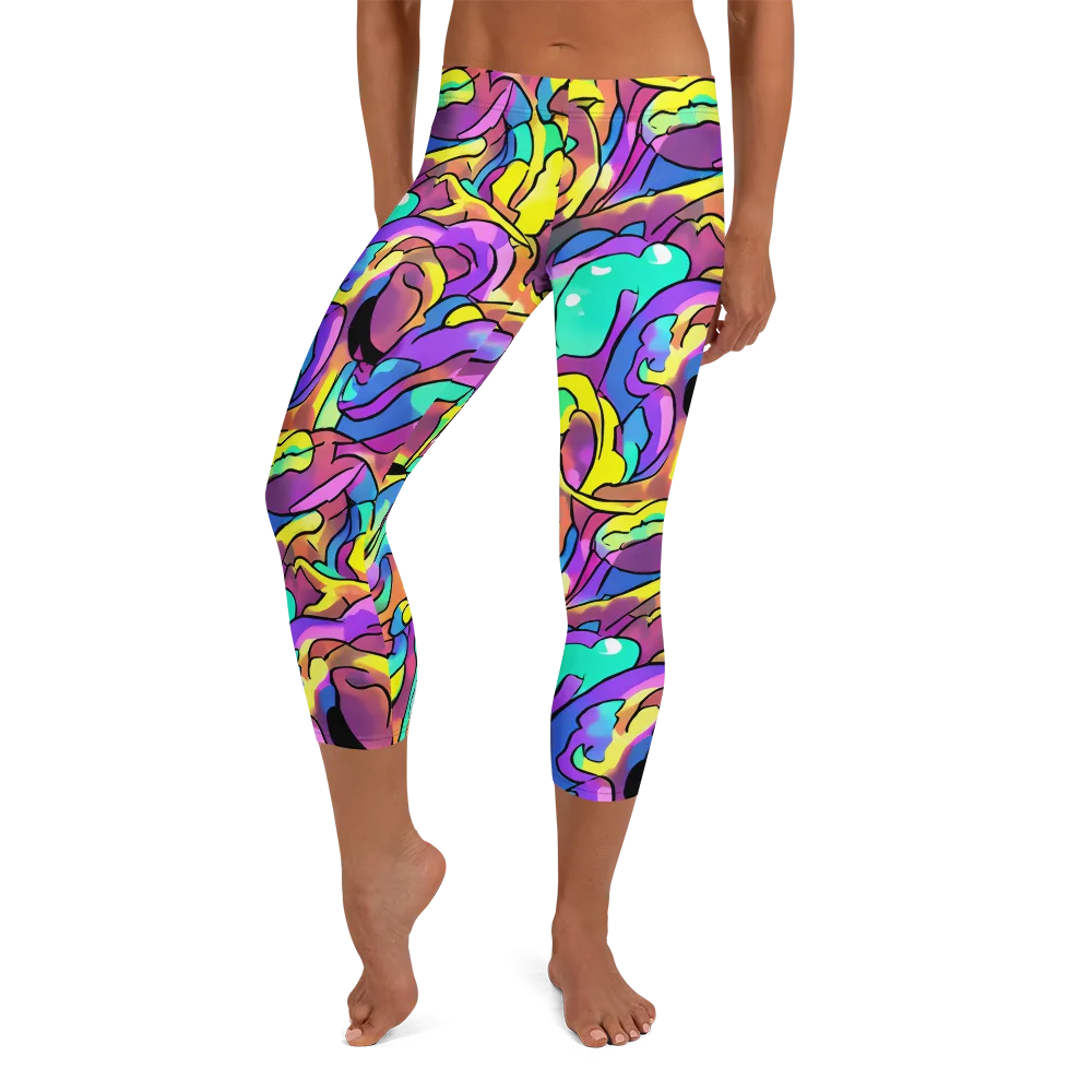 Glow Geometry on Capri Leggings — Front