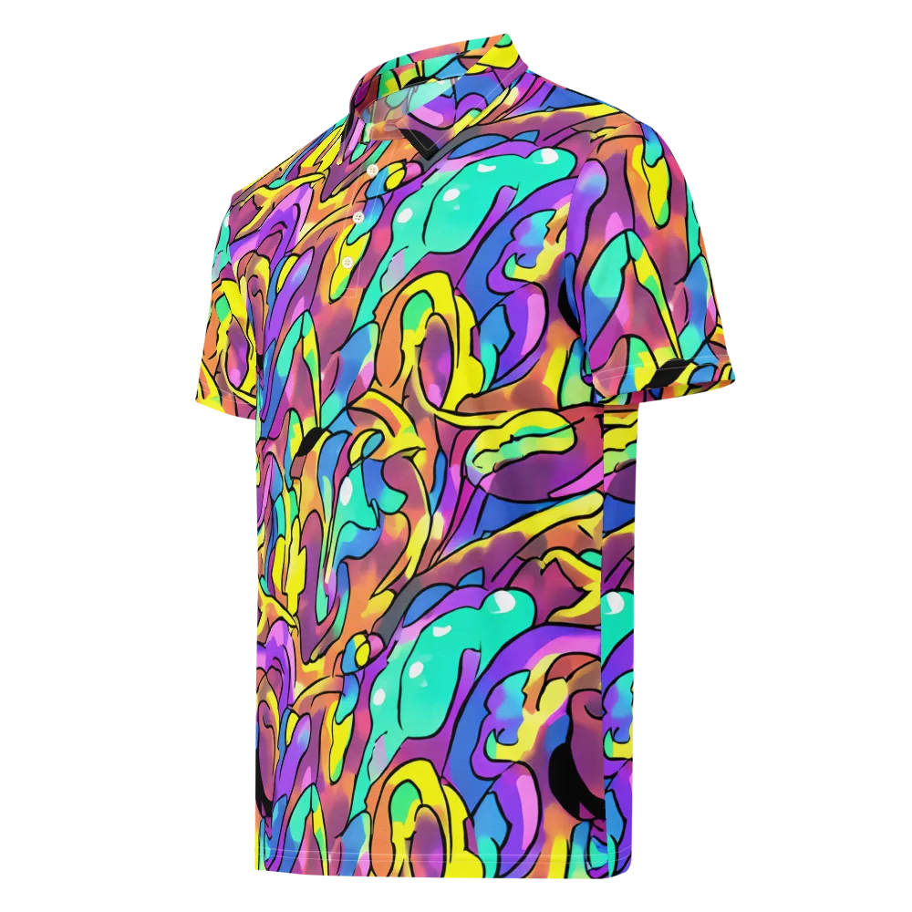 Glow Geometry on Men's Slim Fit Polo Shirt — Left Front