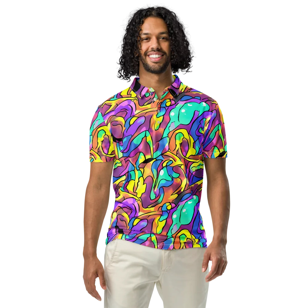 Glow Geometry on Men's Slim Fit Polo Shirt — Front