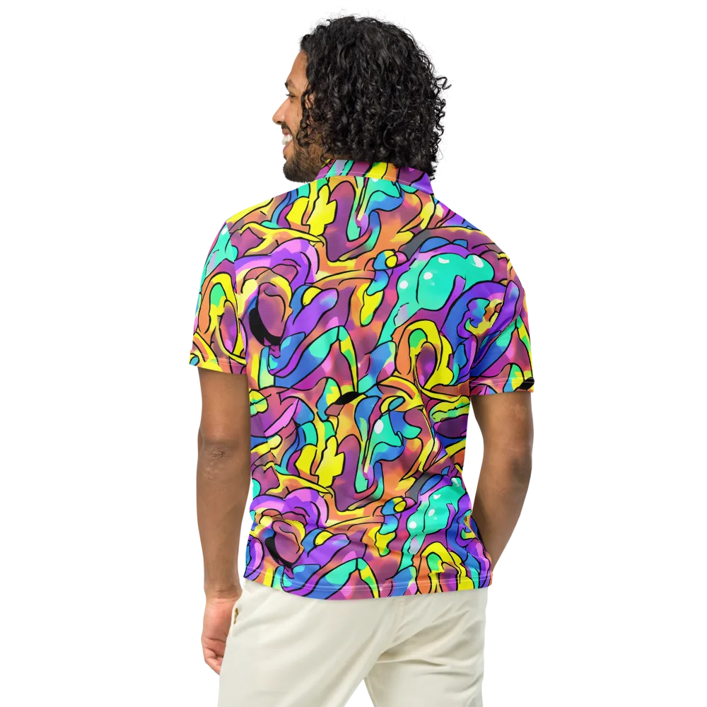 Glow Geometry on Men's Slim Fit Polo Shirt — Back