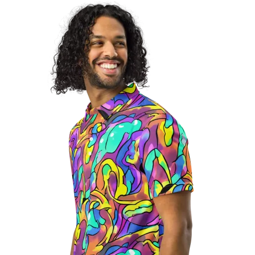 Glow Geometry on a Men's Slim Fit Polo Shirt