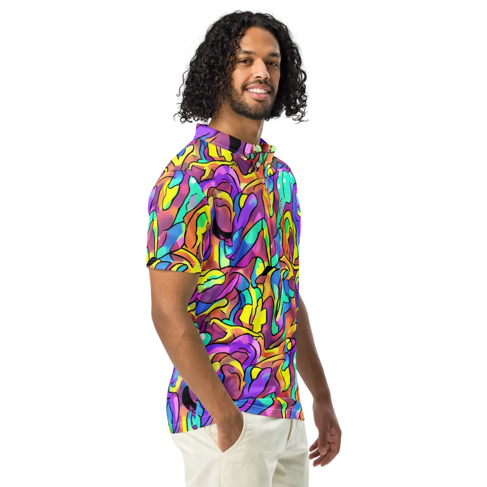 Glow Geometry on Men's Slim Fit Polo Shirt — Right Front