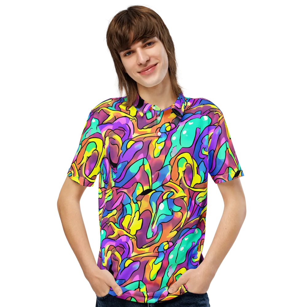 Glow Geometry on Men's Slim Fit Polo Shirt — Front
