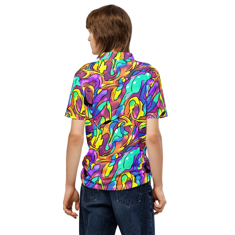 Glow Geometry on Men's Slim Fit Polo Shirt — Back