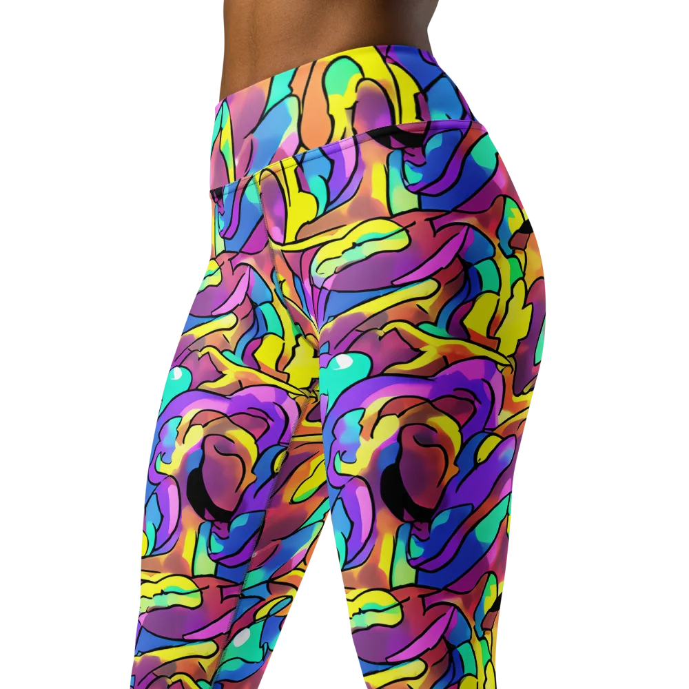 Glow Geometry on Yoga Leggings — Left Front