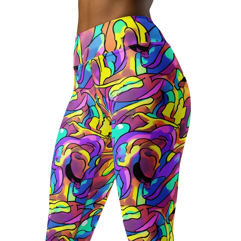 Glow Geometry on Yoga Leggings — Left Front