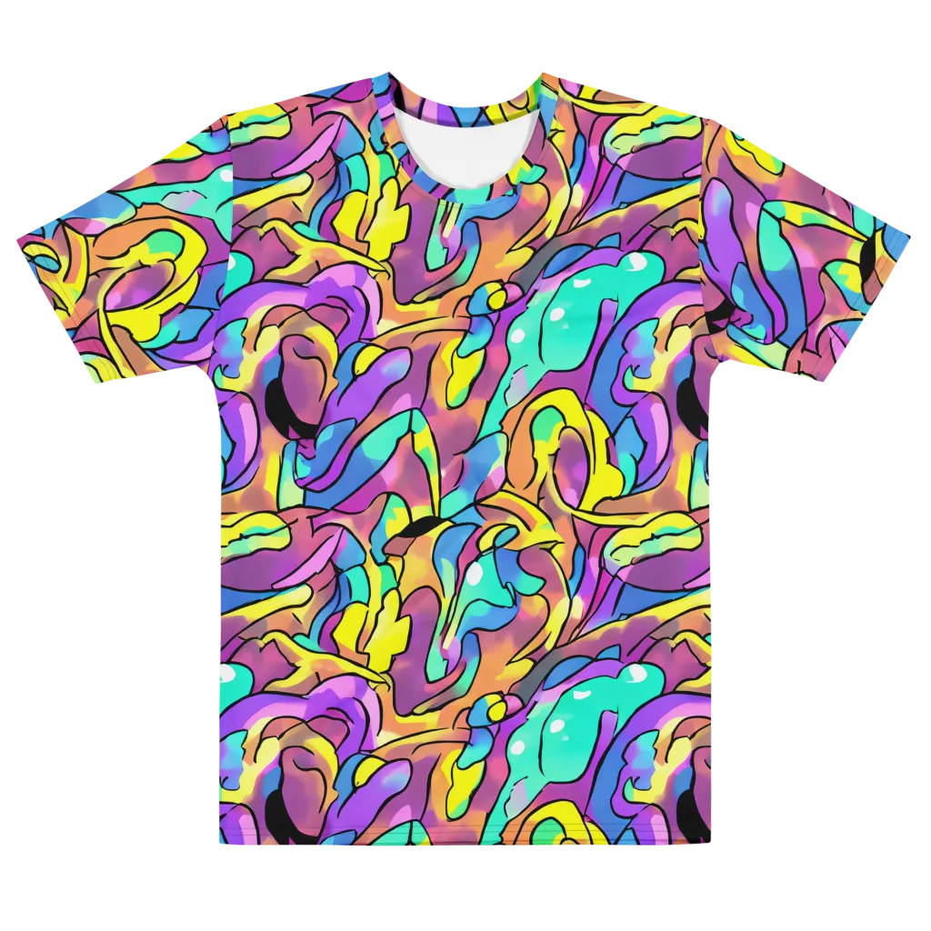 Glow Geometry on Men's Cotton Crew Neck T-Shirt — Front