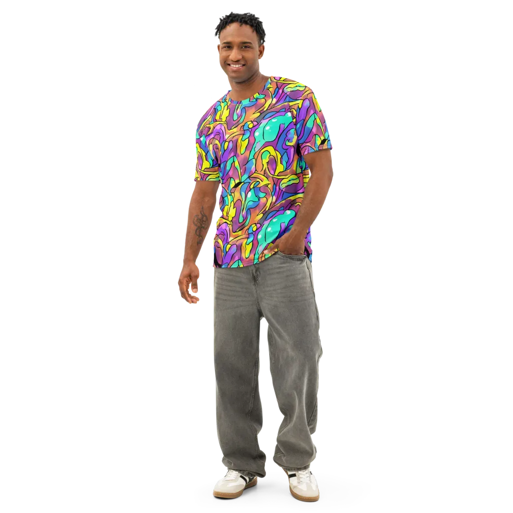 Glow Geometry on Men's Cotton Crew Neck T-Shirt — Front