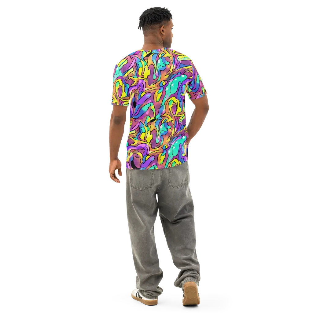 Glow Geometry on Men's Cotton Crew Neck T-Shirt — Back