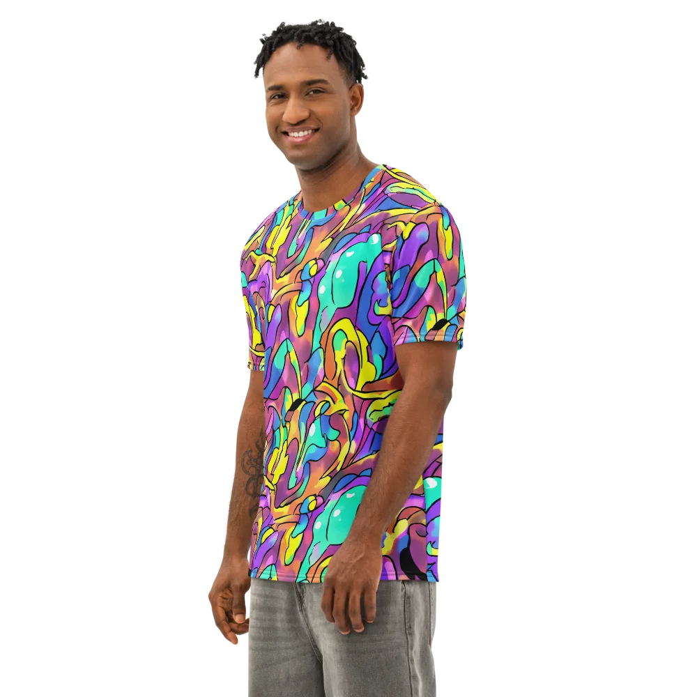 Glow Geometry on Men's Cotton Crew Neck T-Shirt — Left Front