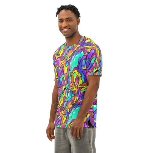 Glow Geometry on a Men's Cotton Crew Neck T-Shirt