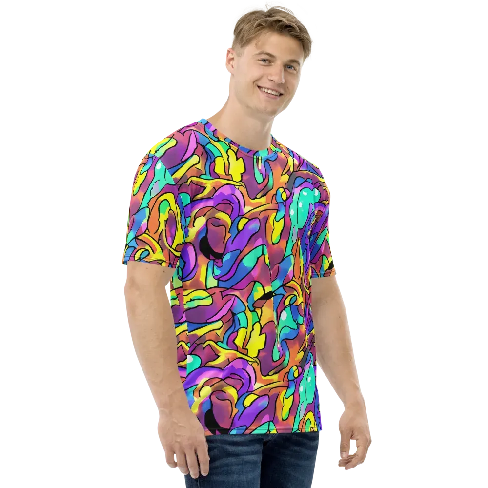 Glow Geometry on Men's Crew Neck T-Shirt — Right