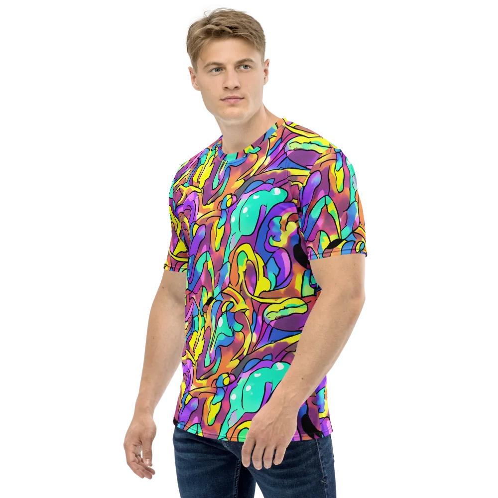 Glow Geometry on Men's Crew Neck T-Shirt — Left