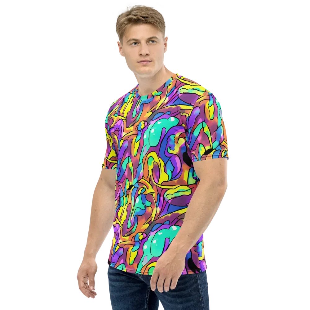 Glow Geometry on Men's Crew Neck T-Shirt — Left