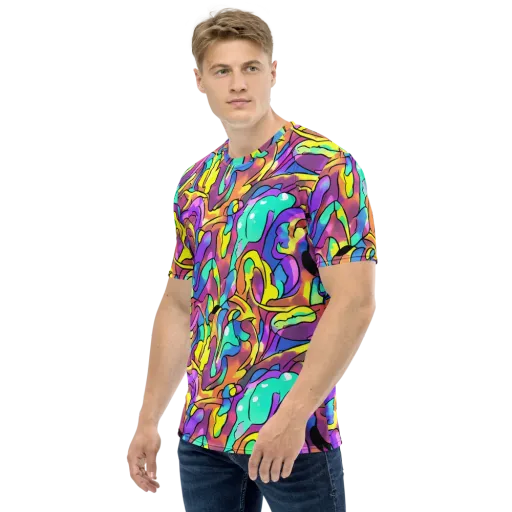 Glow Geometry on a Men's Crew Neck T-Shirt