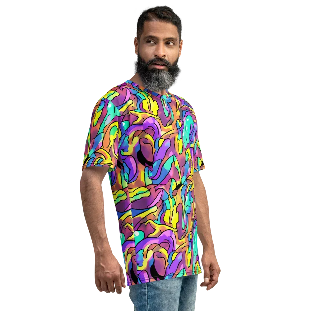 Glow Geometry on Men's Crew Neck T-Shirt — Right