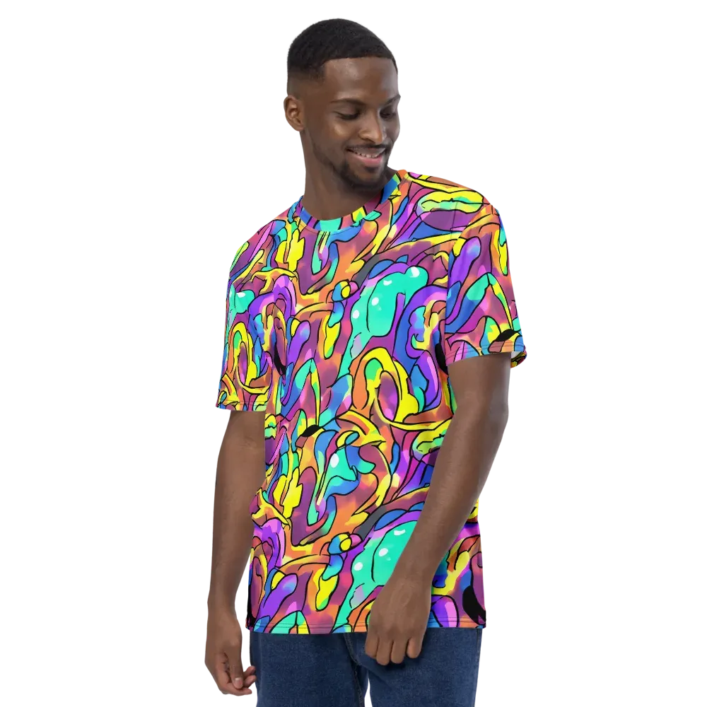Glow Geometry on Men's Crew Neck T-Shirt — Left