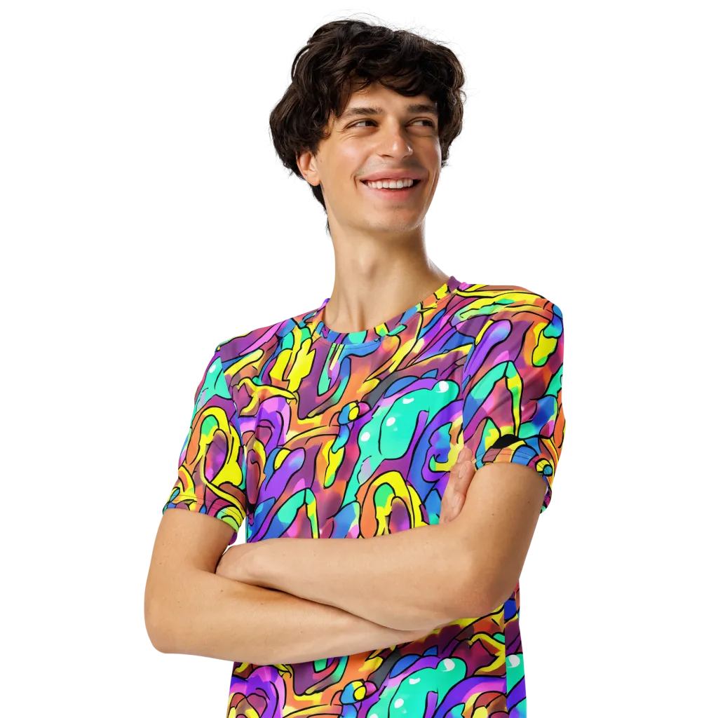 Glow Geometry on Men's Crew Neck T-Shirt — Left Front