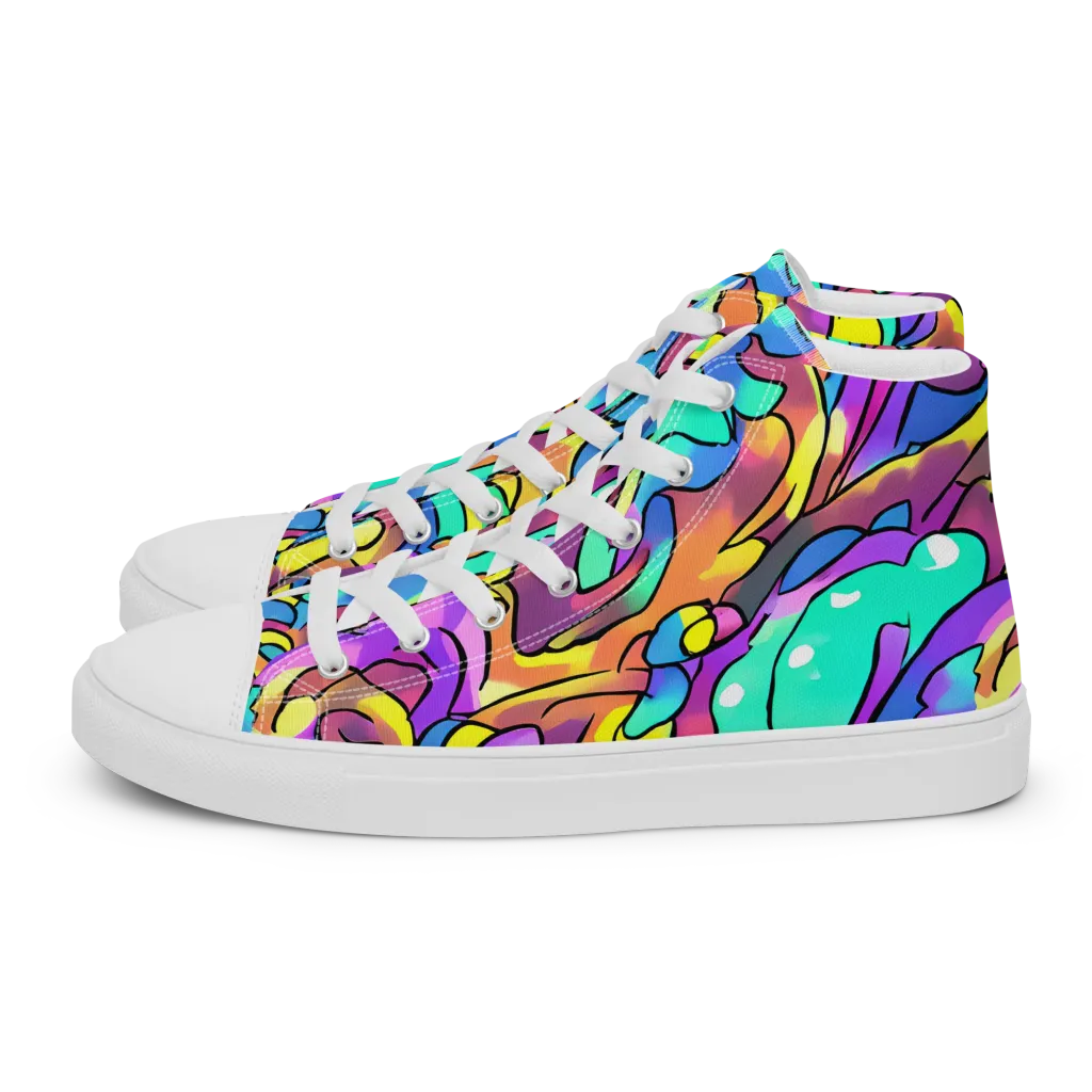 Glow Geometry on Men's High Top Canvas Shoes — Left