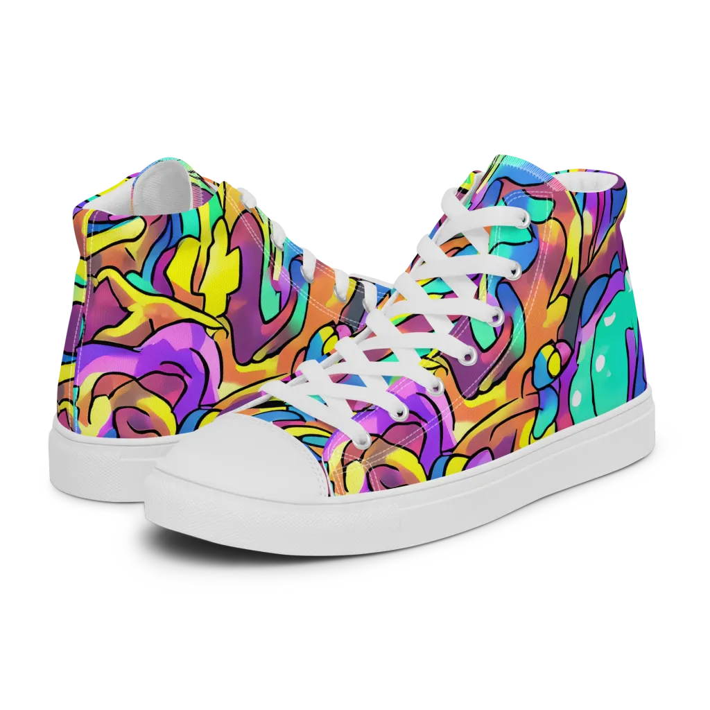 Glow Geometry on Men's High Top Canvas Shoes — Left