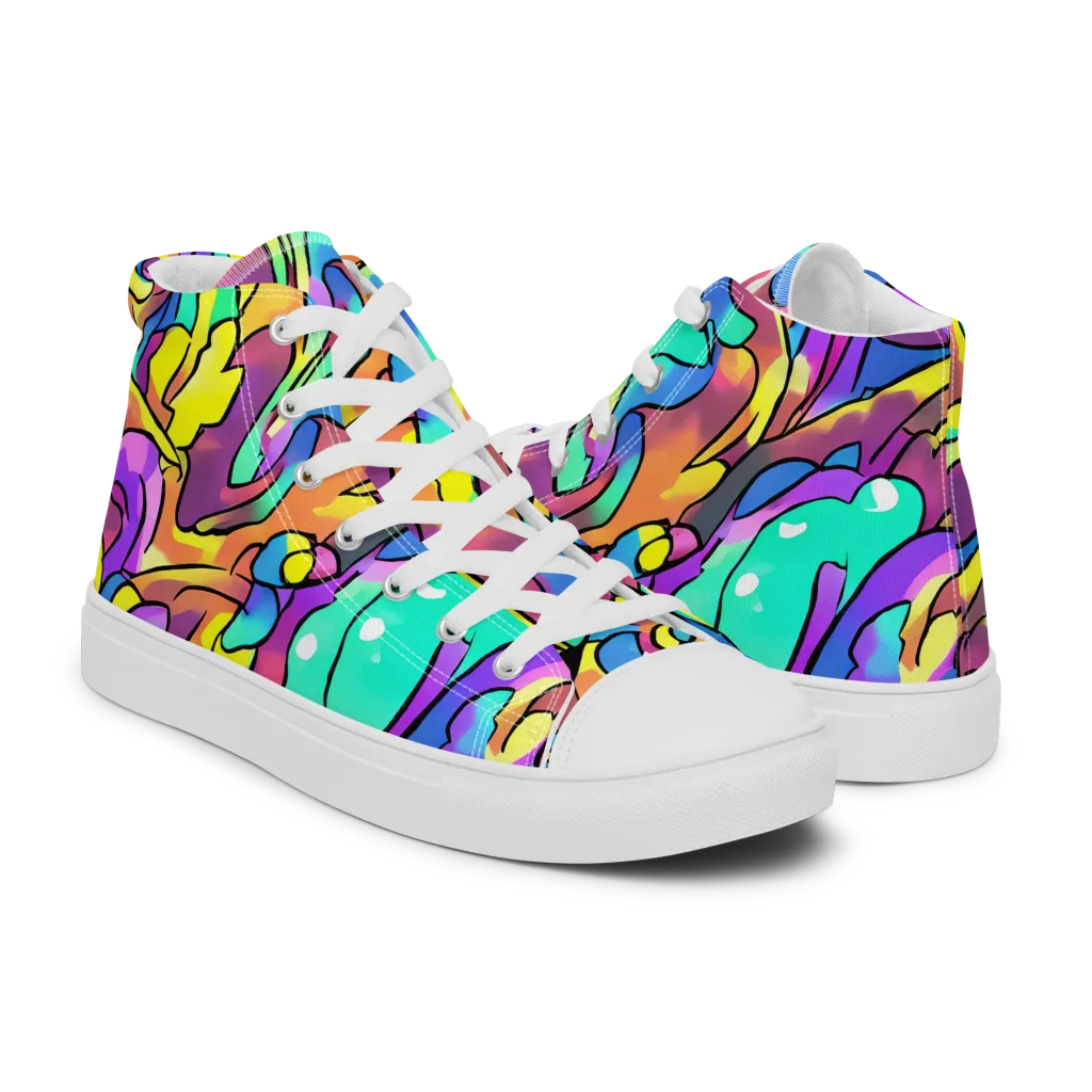 Glow Geometry on Men's High Top Canvas Shoes — Right