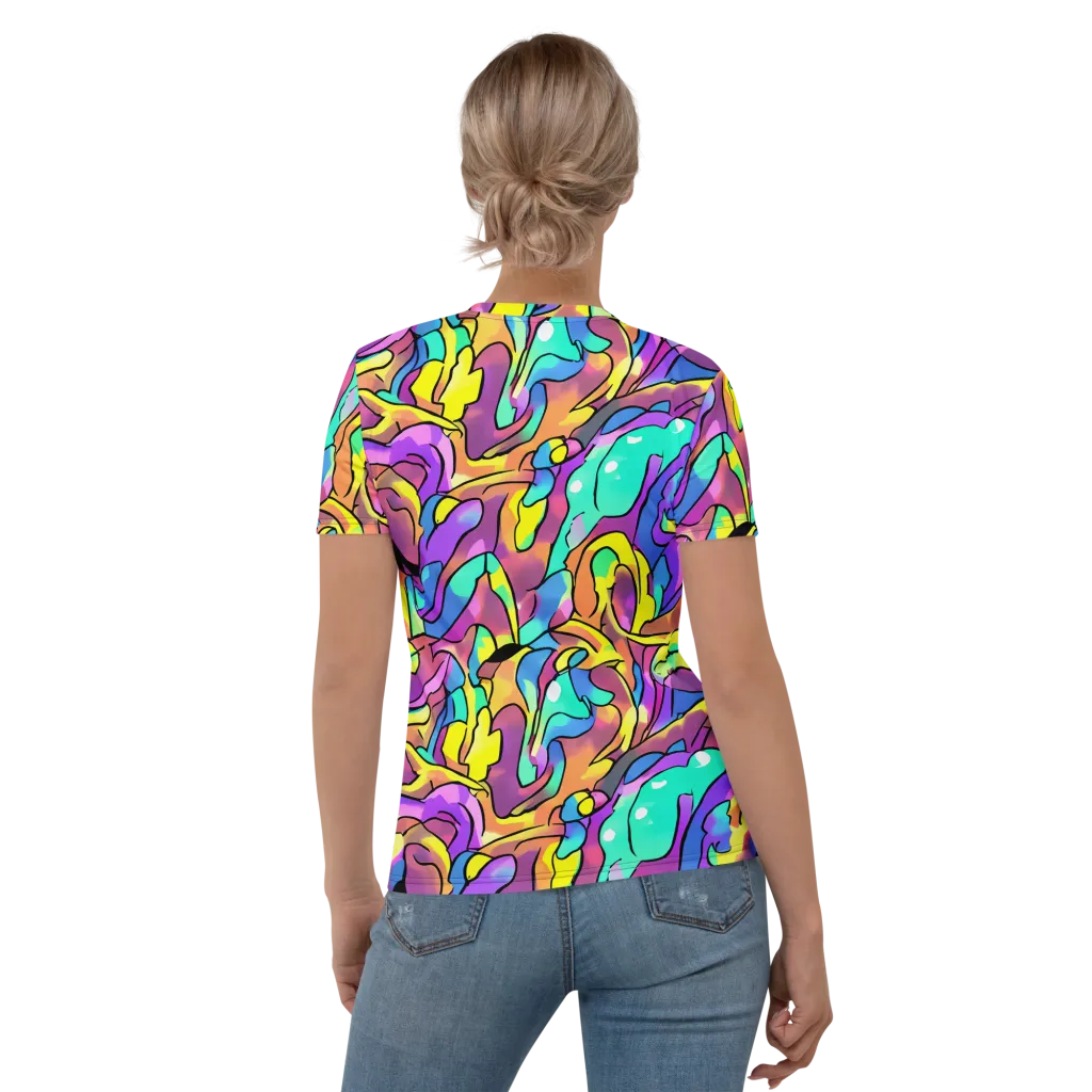 Glow Geometry on Women's Crew Neck T-Shirt — Back
