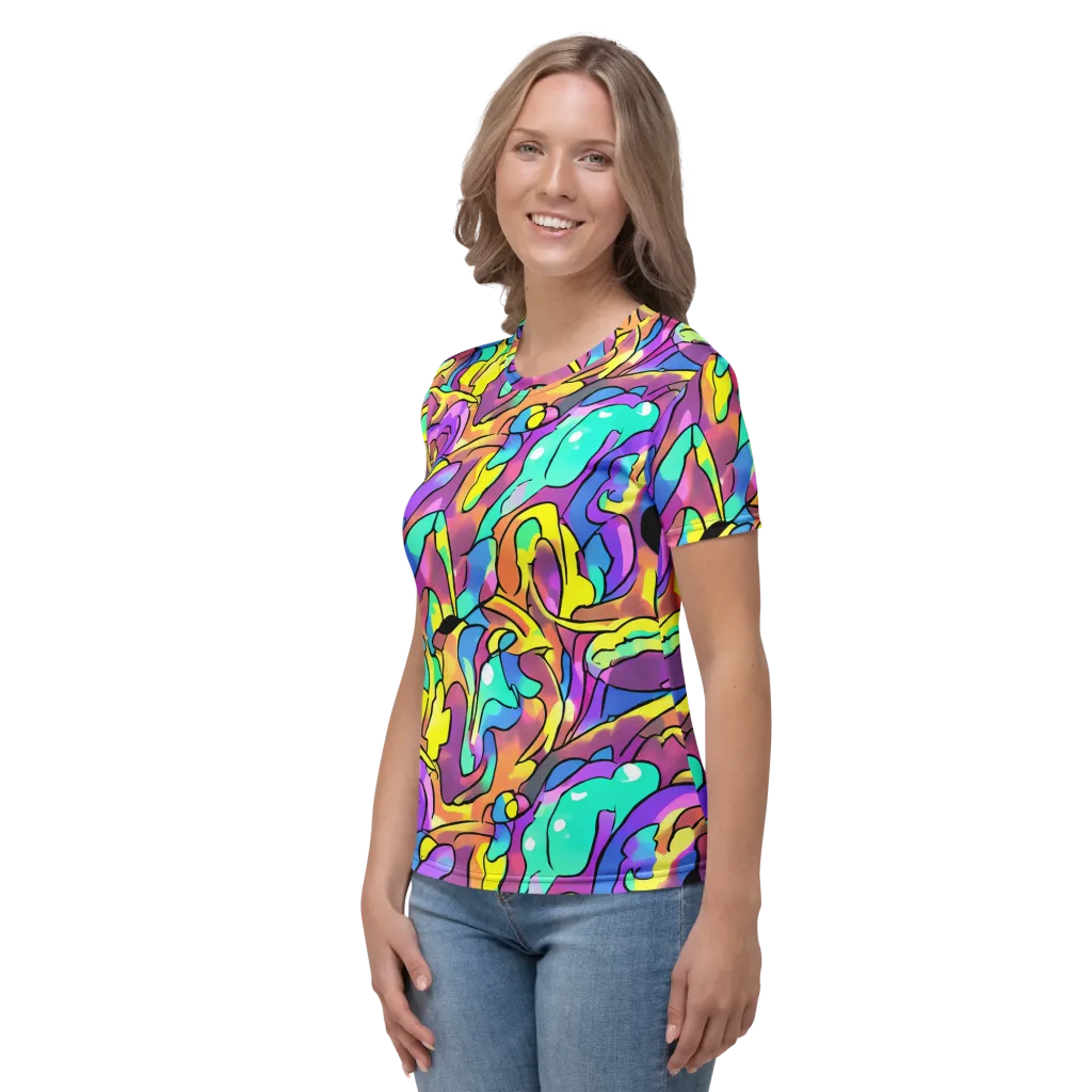 Glow Geometry on Women's Crew Neck T-Shirt — Left
