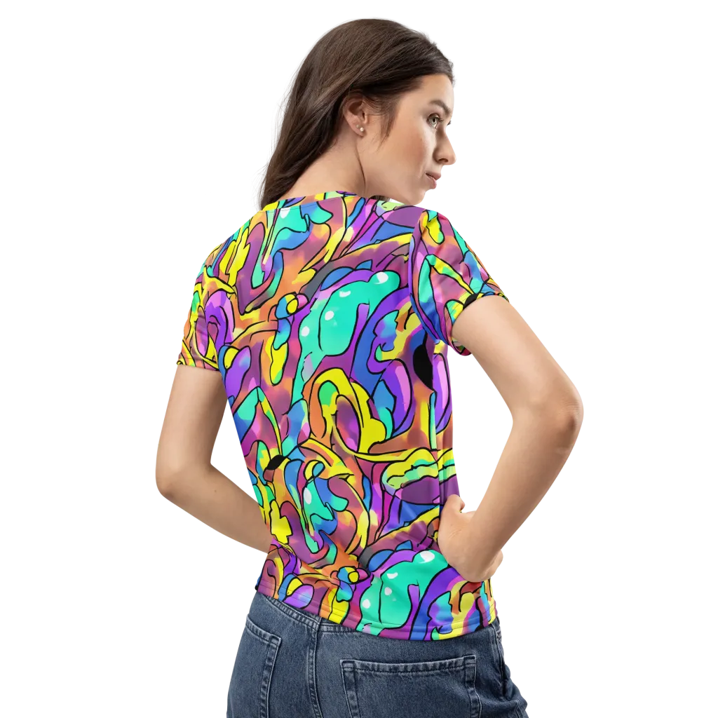 Glow Geometry on Women's Crew Neck T-Shirt — Back