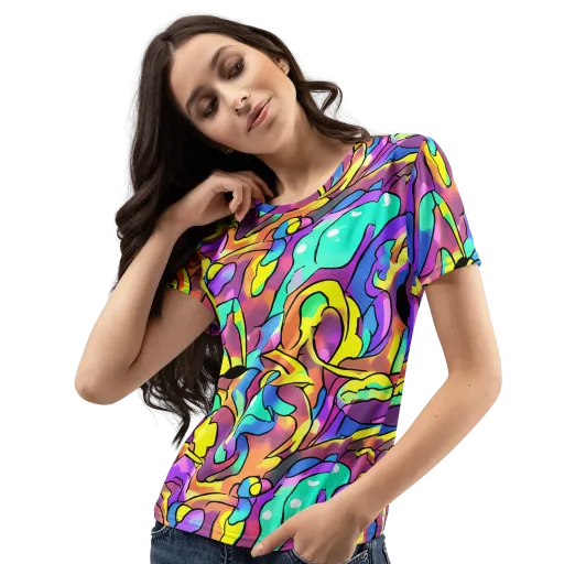 Glow Geometry on a Women's Crew Neck T-Shirt