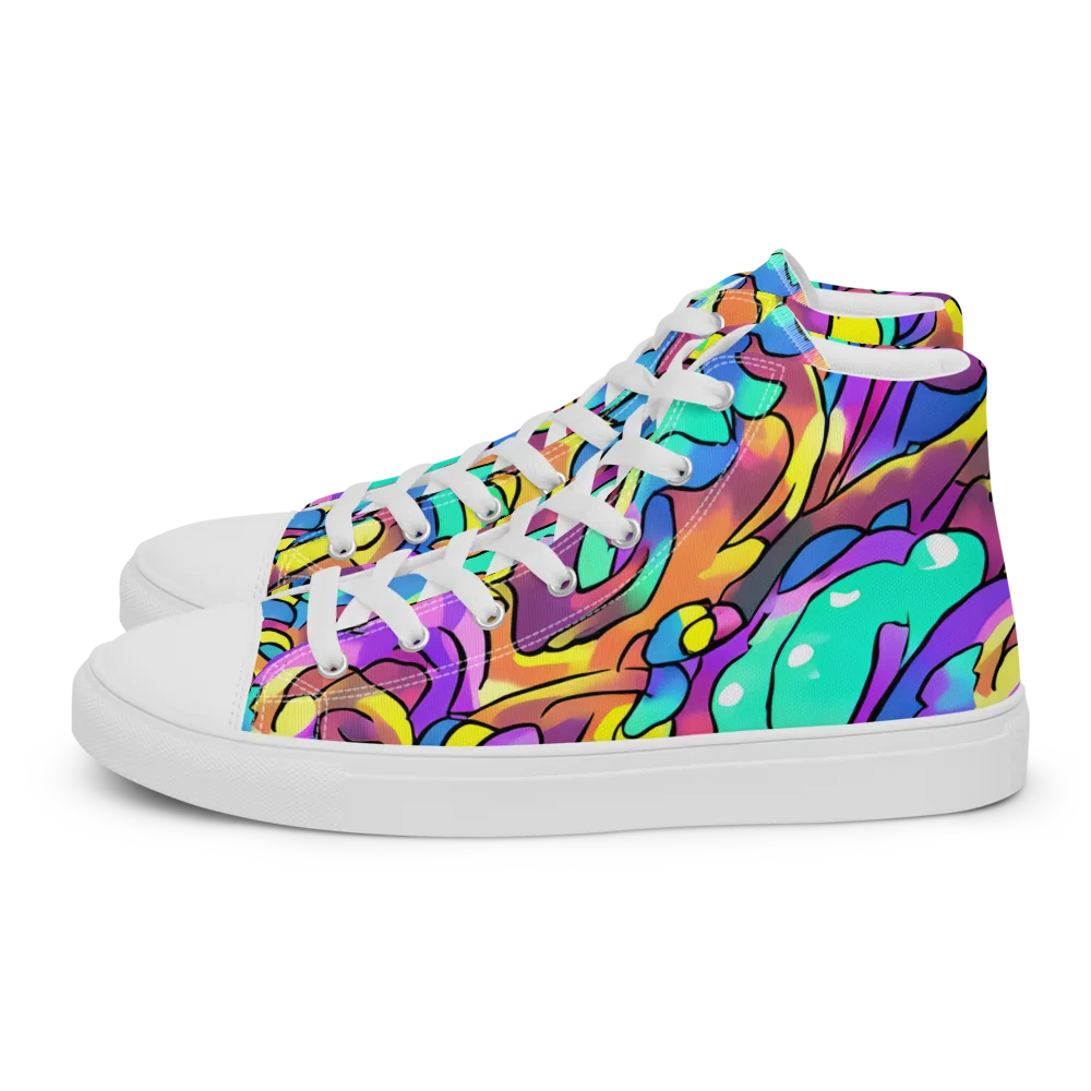 Glow Geometry on Women's High Top Canvas Shoes — Left