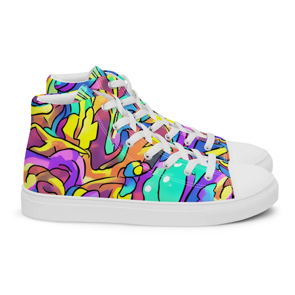 Glow Geometry on Women's High Top Canvas Shoes — Right