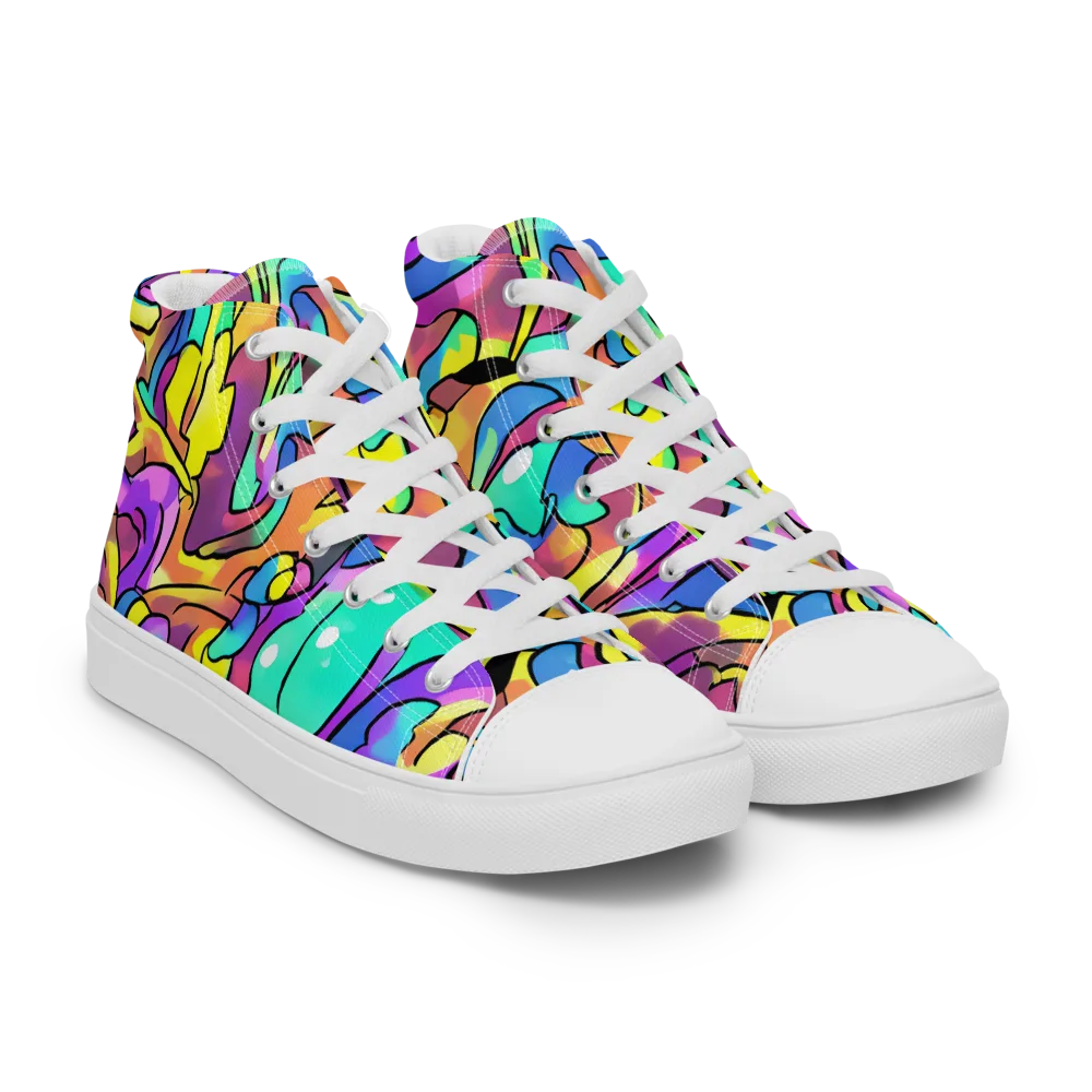 Glow Geometry on Women's High Top Canvas Shoes — Right Front