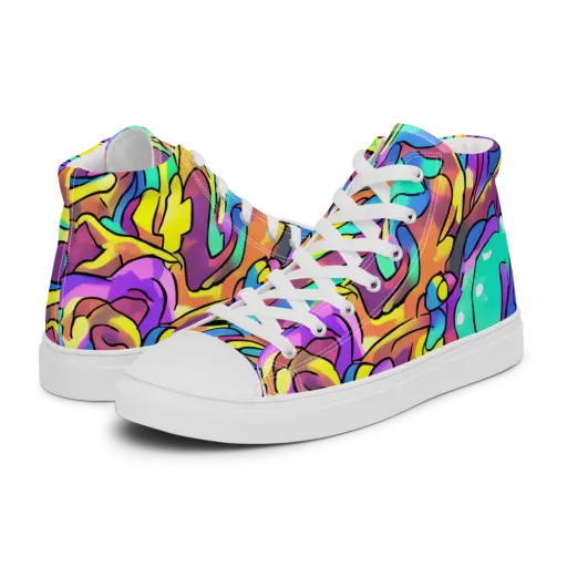 Glow Geometry on a Women's High Top Canvas Shoes