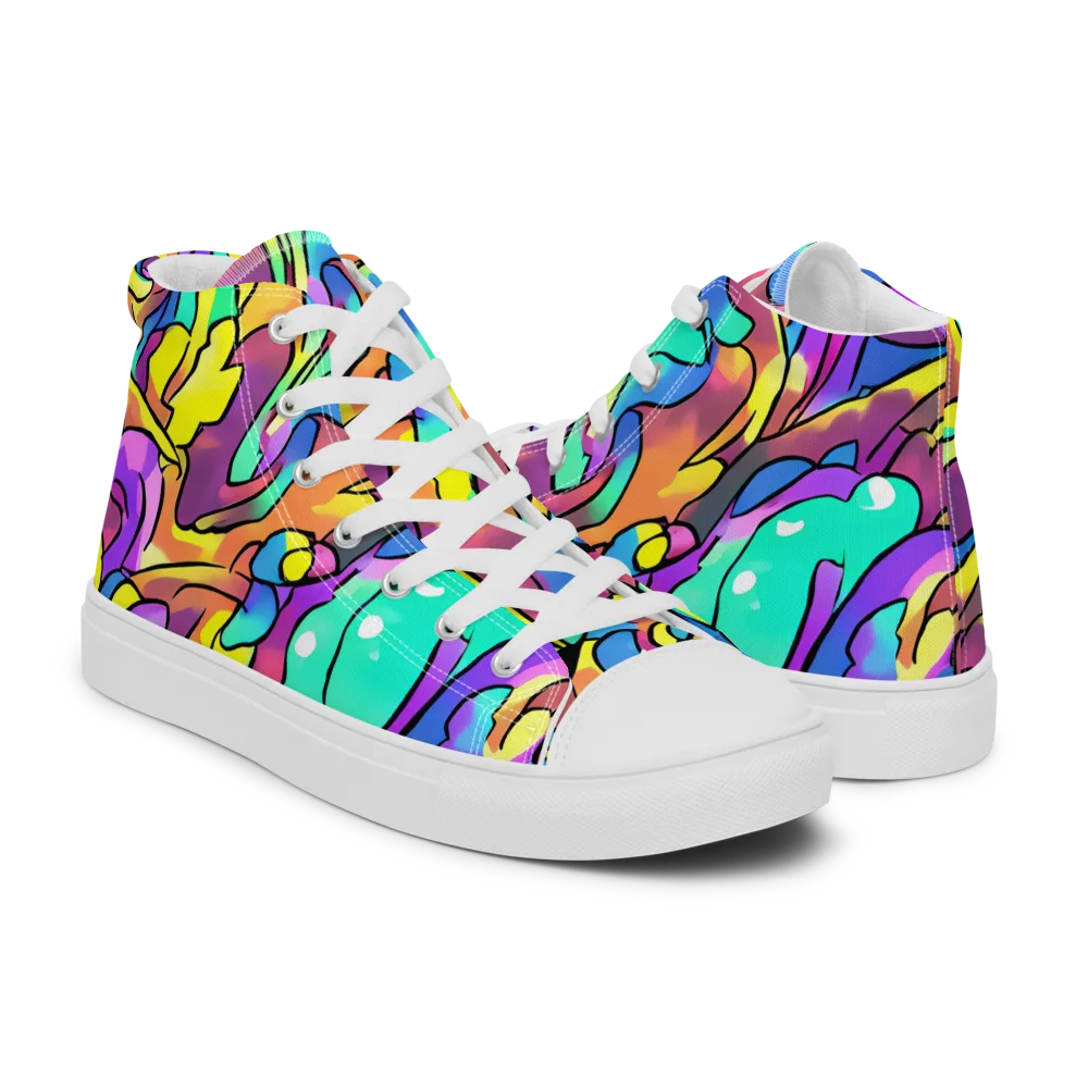 Glow Geometry on Women's High Top Canvas Shoes — Right