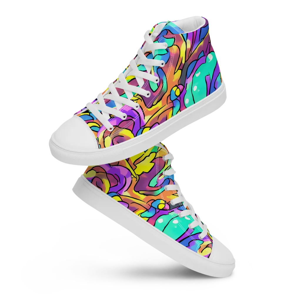Glow Geometry on Women's High Top Canvas Shoes — Front