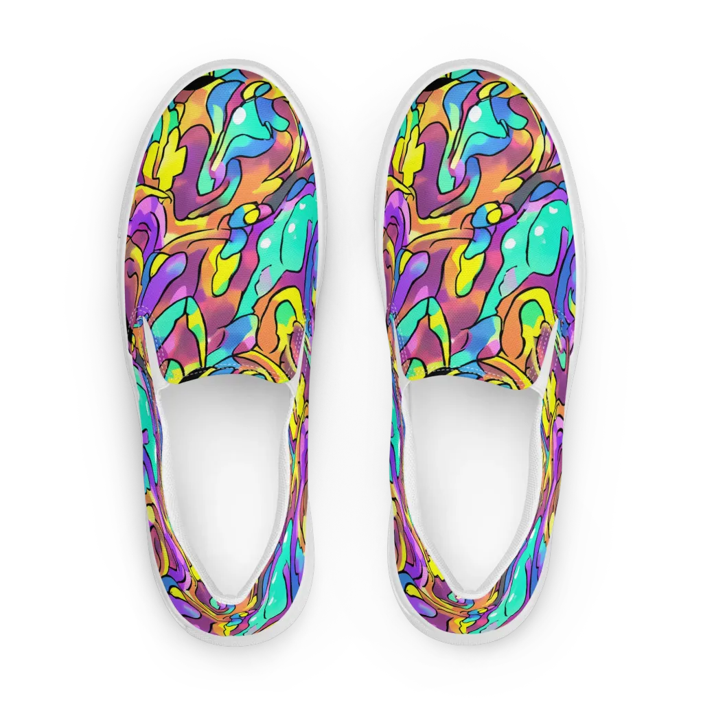 Glow Geometry on Men's Slip-On Canvas Shoes — Front