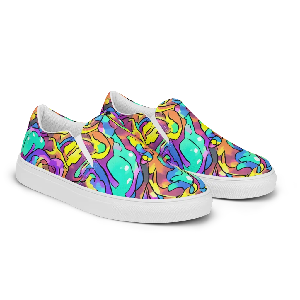 Glow Geometry on Men's Slip-On Canvas Shoes — Right Front