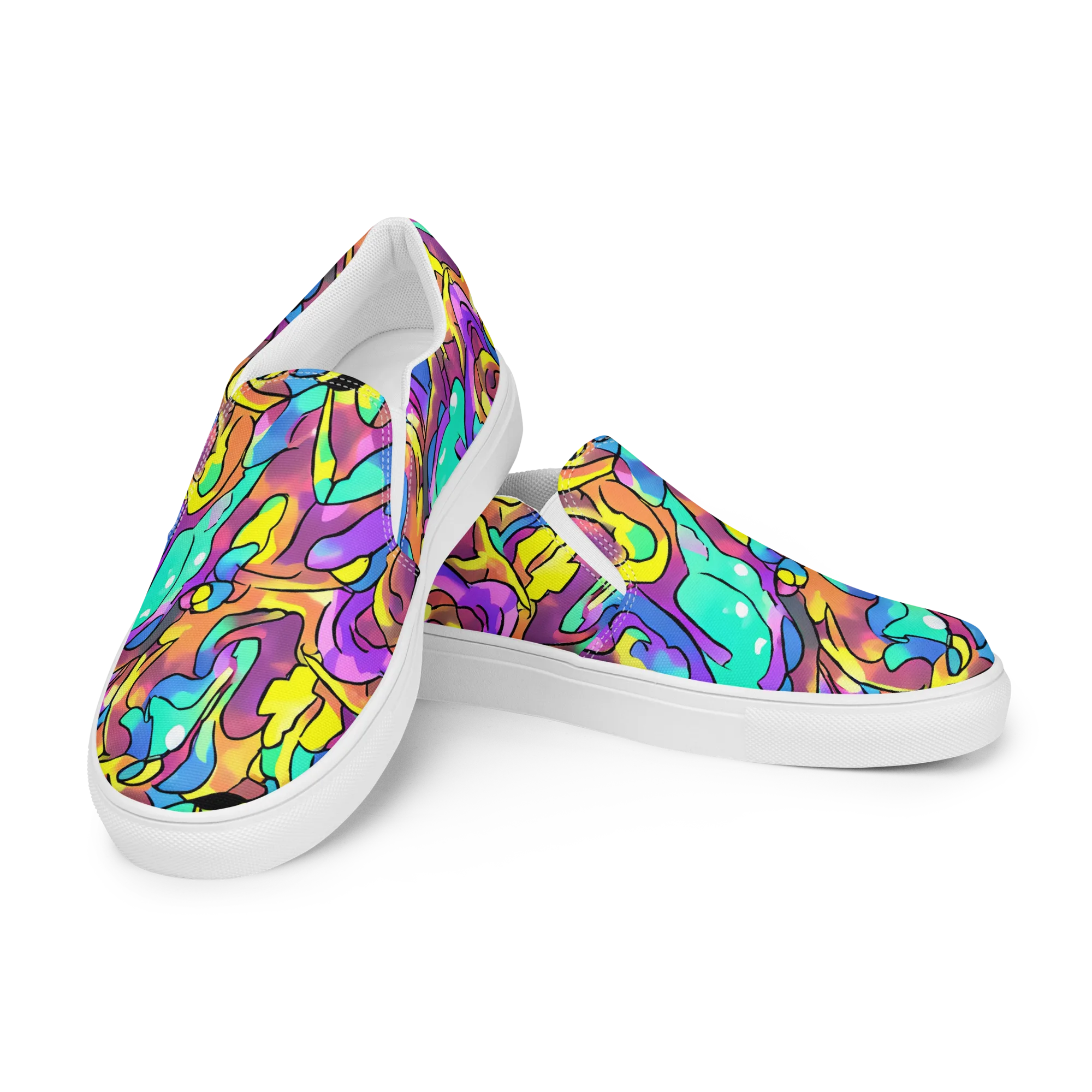 Glow Geometry on Men's Slip-On Canvas Shoes — Left Front