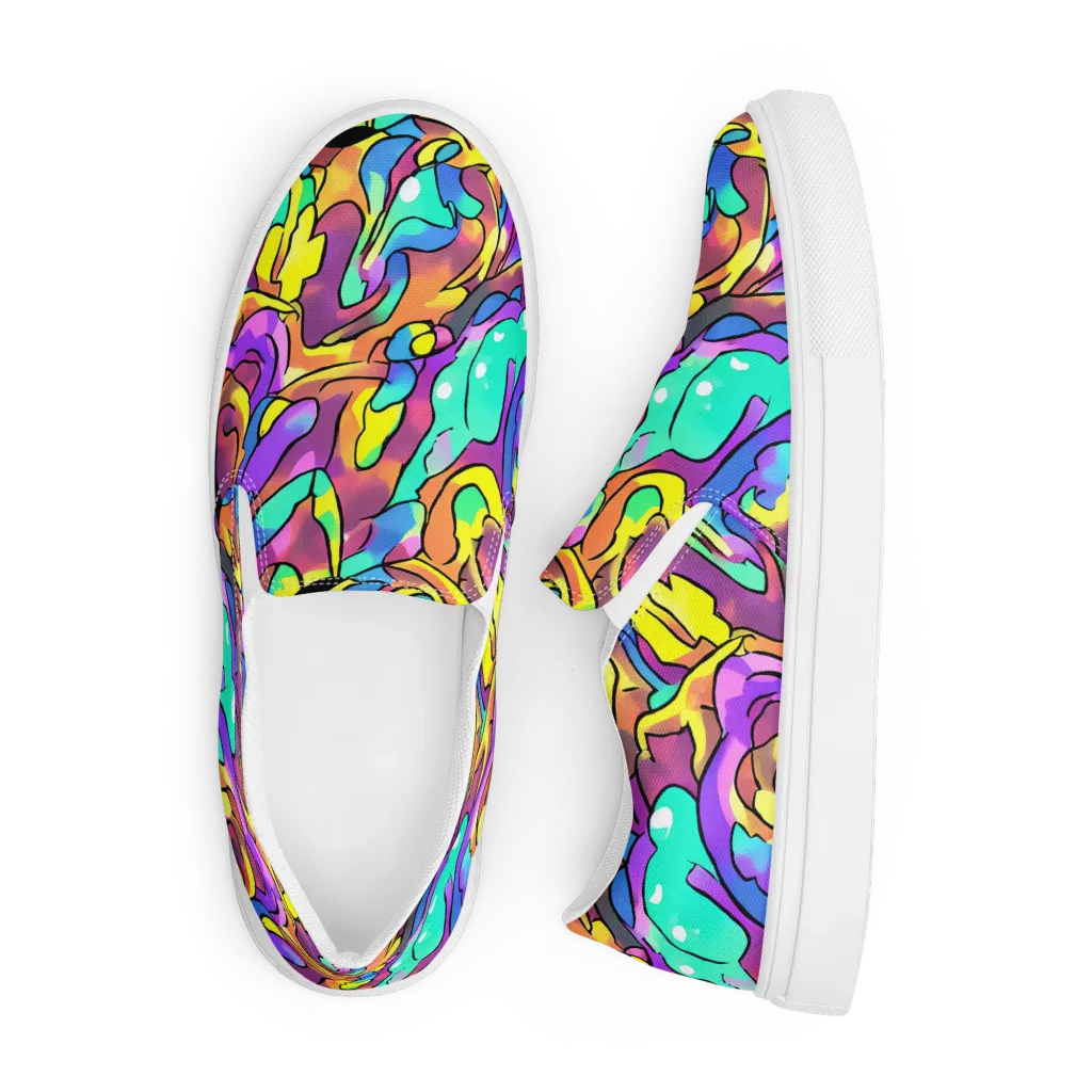 Glow Geometry on Men's Slip-On Canvas Shoes — Front