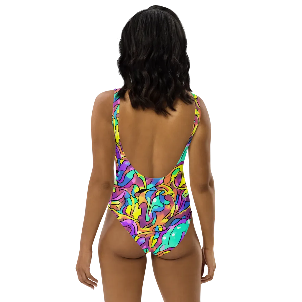 Glow Geometry on One-Piece Swimsuit — Back