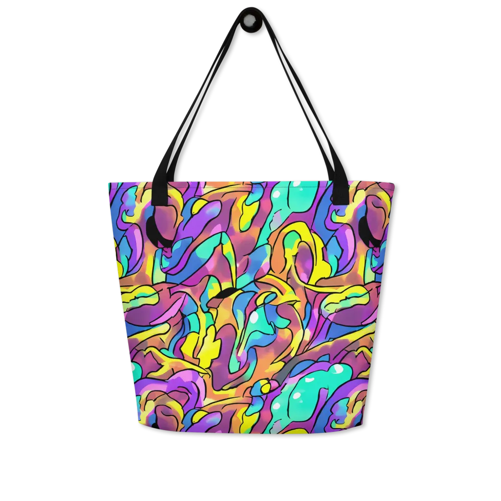 Glow Geometry on Large Tote Bag W/ Pocket — Front